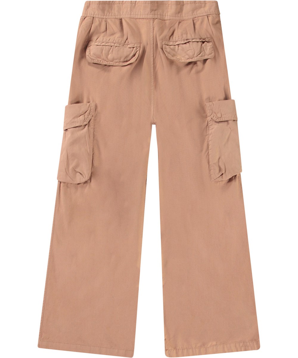 Audie - Sandalwood - Brown pants in organic cotton for children.