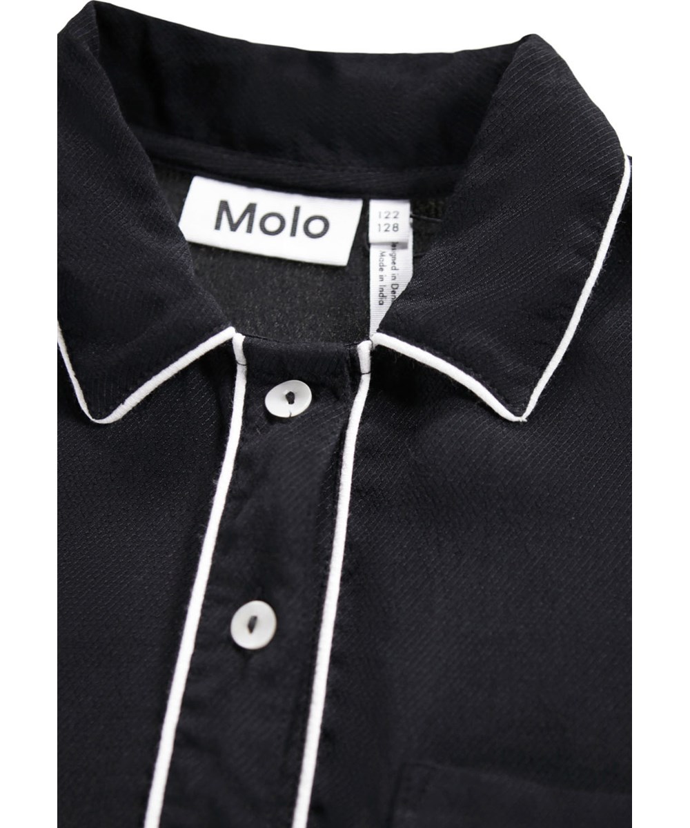 Rachelle - Black - Black viscose pyjama shirt for children.