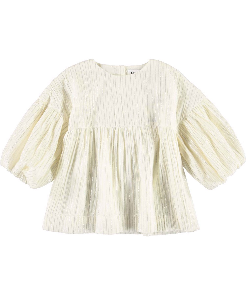 Raja - Silver Glitter - White top with metallic stripes