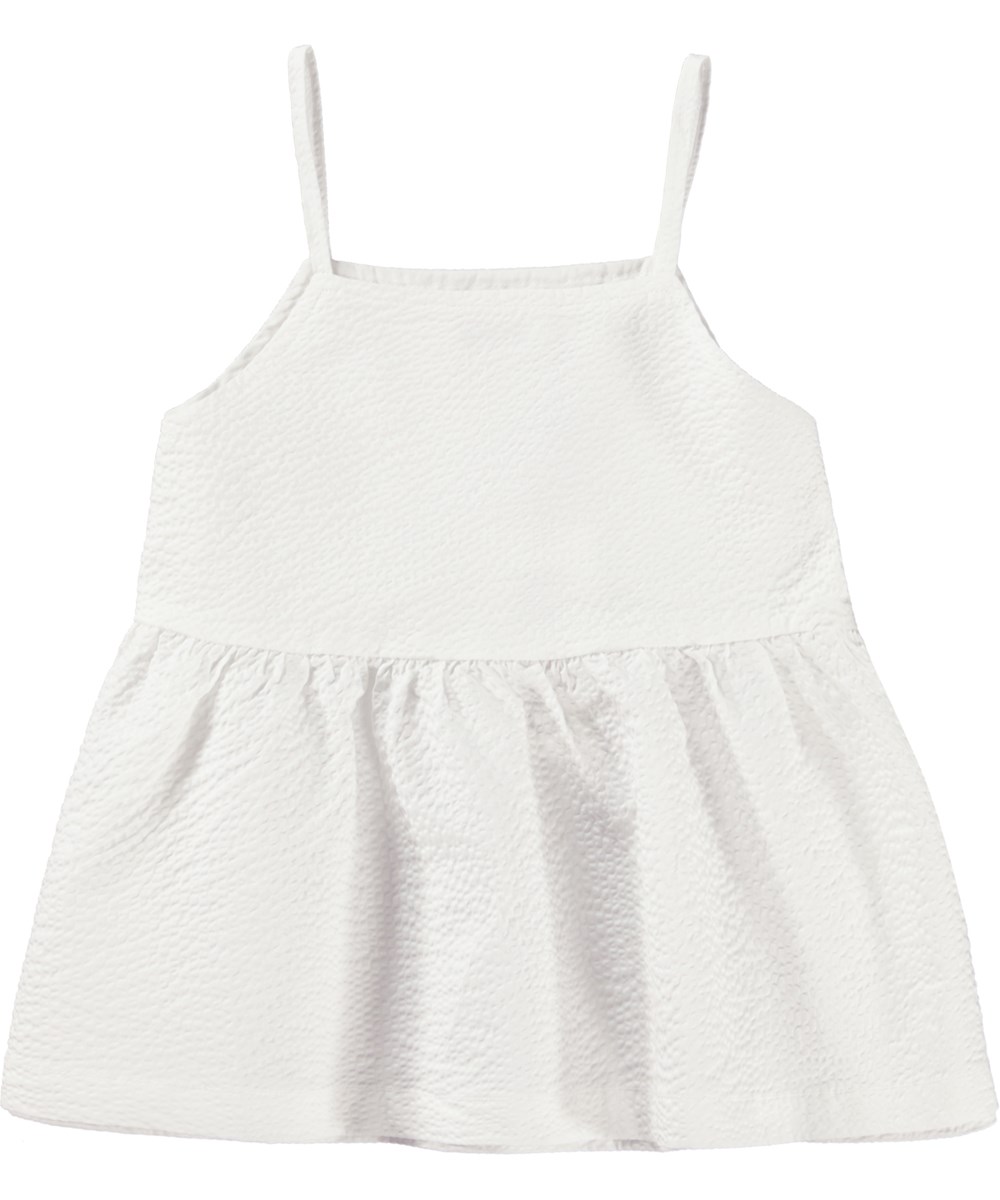 Rani - White - White strap top in textured cotton