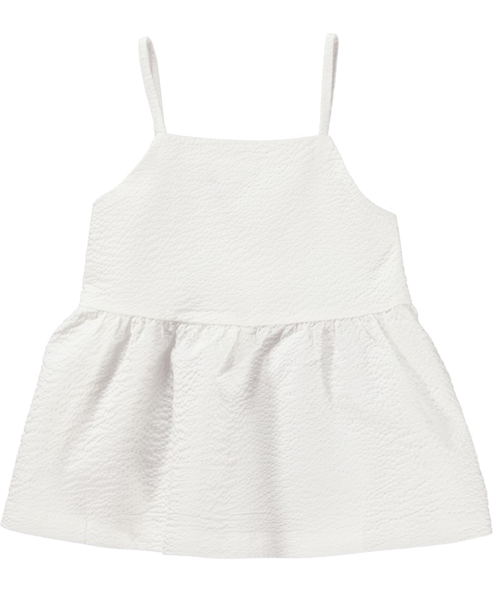 Rani - White - White strap top in textured cotton