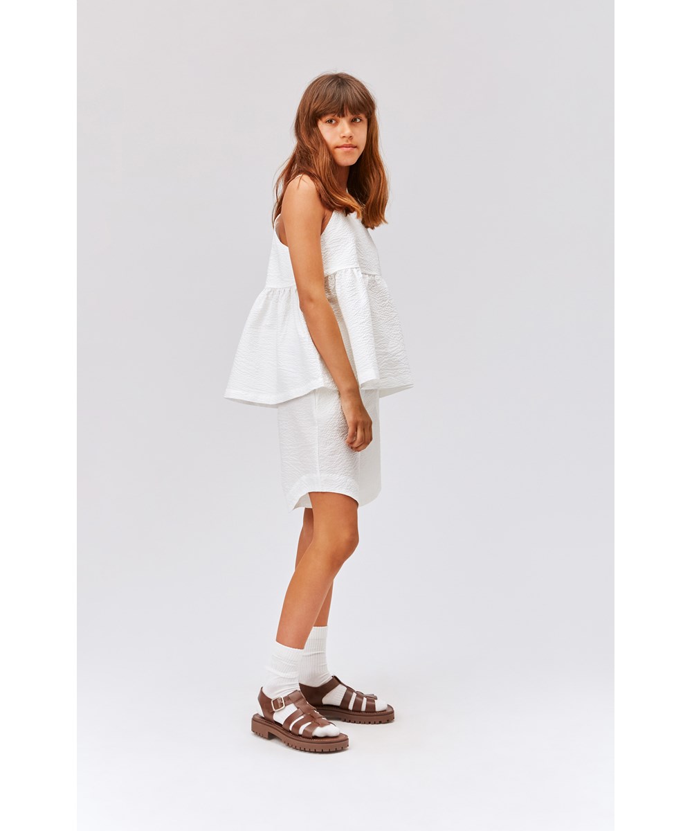 Rani - White - White strap top in textured cotton