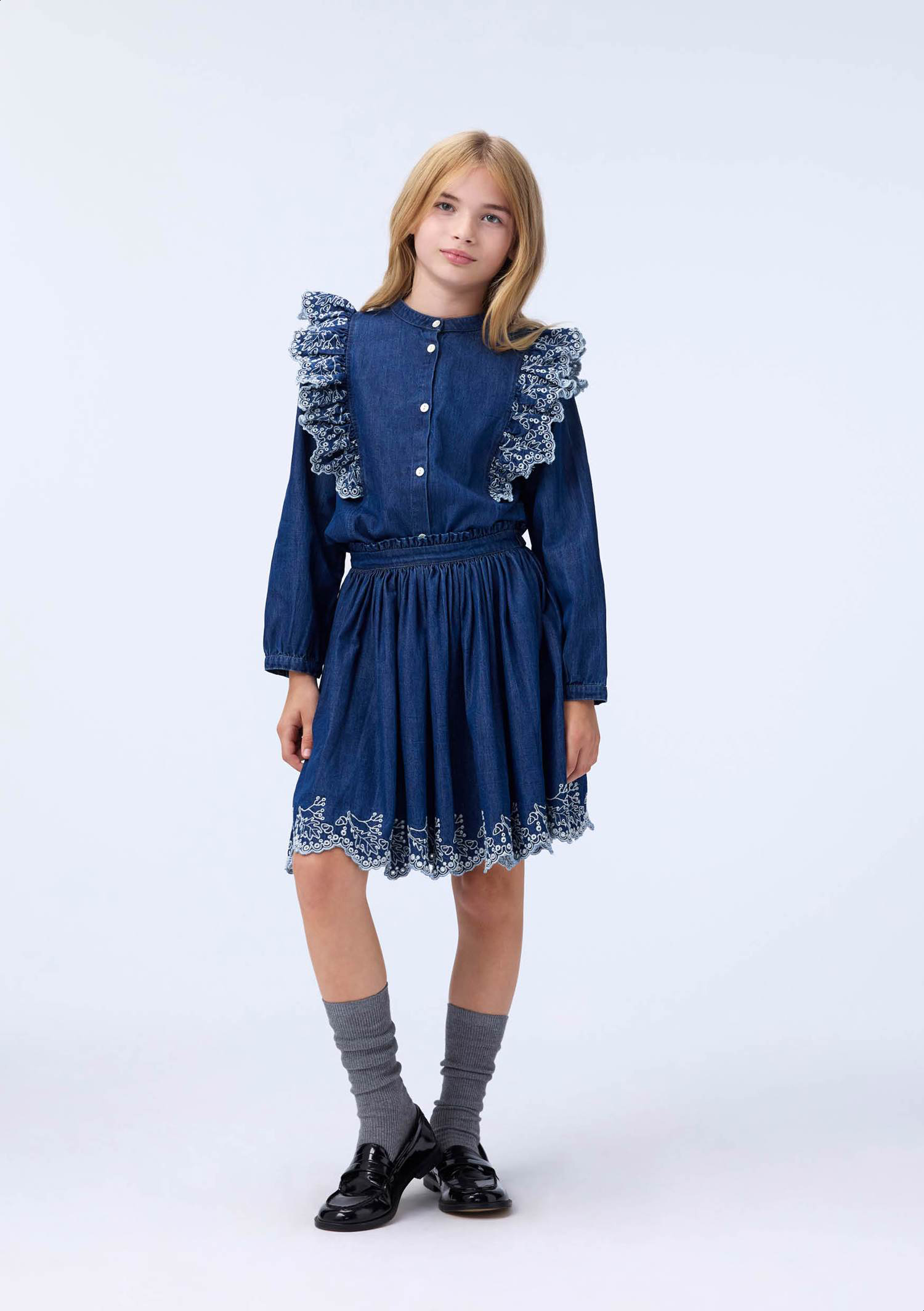【NONCODE】Fabina Wool Two Tone Frill T-Shirt Fabina Wool Two Tone Frill T-Shirt - 논코드