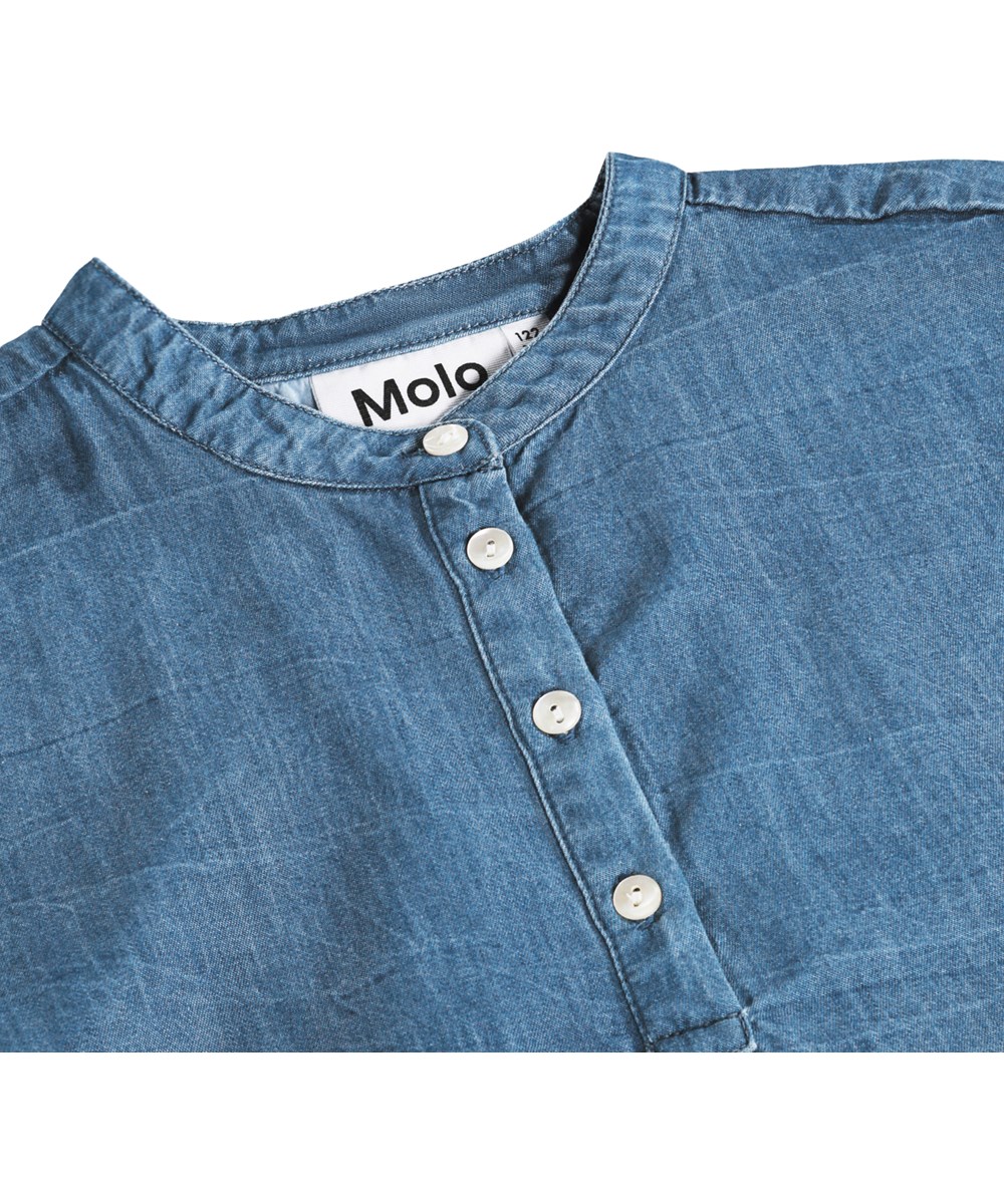 Reanna - Wonder Rainbow - Blue denim shirt for children made of organic cotton 