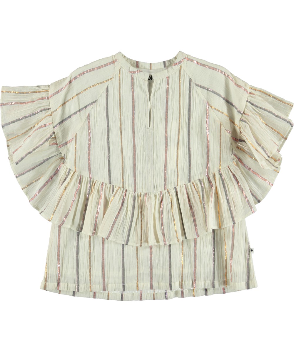 Renee - Metalic Stripe - Light coloured top with metallic stripes