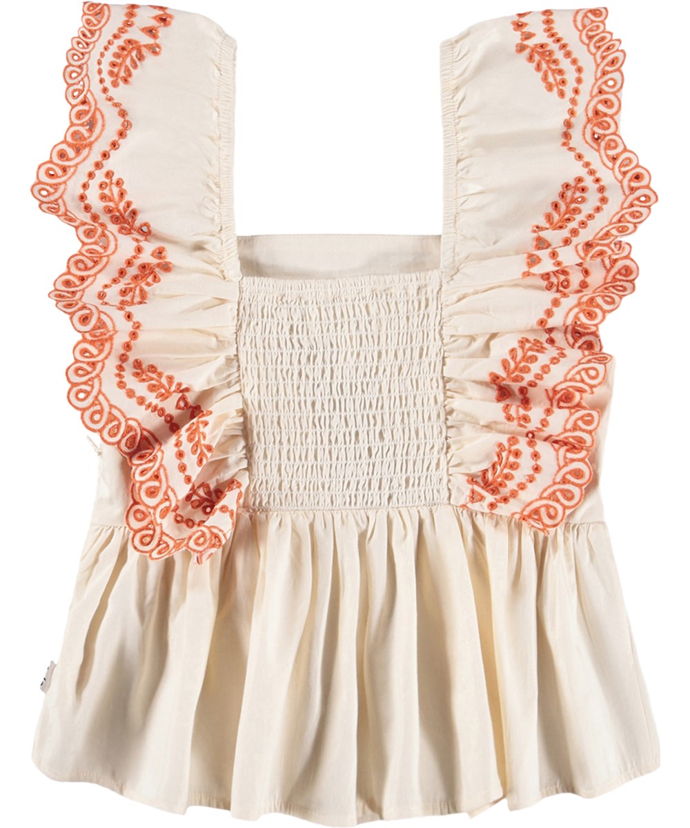 Rosamond - Pearled Ivory - Off-white top for children made of organic cotton 