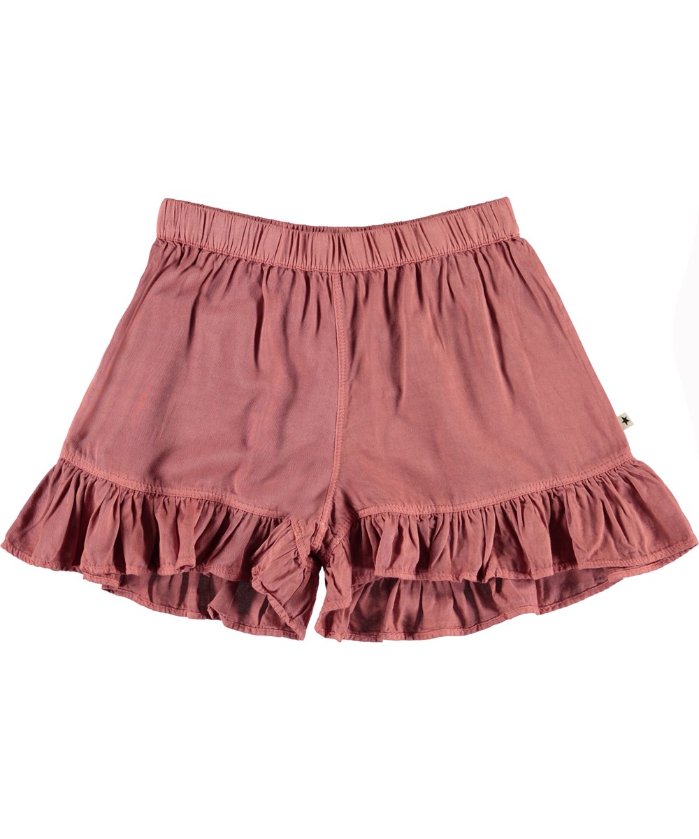 Abba - Withered Rose - Dark rose-coloured shorts with ruffle
