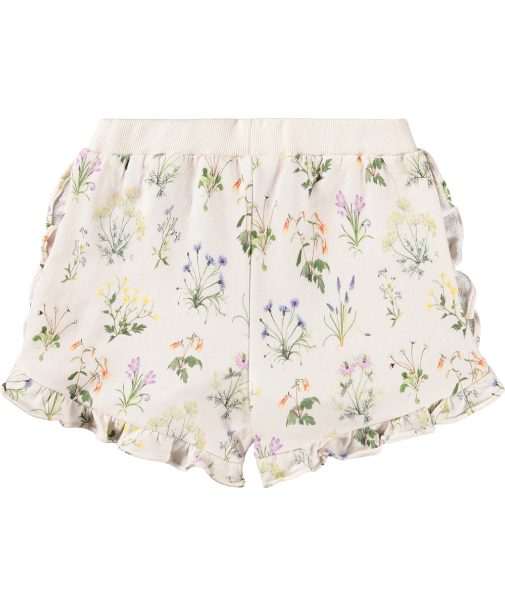 Acacia - Primavera - White shorts for children made of soft organic cotton with a floral print