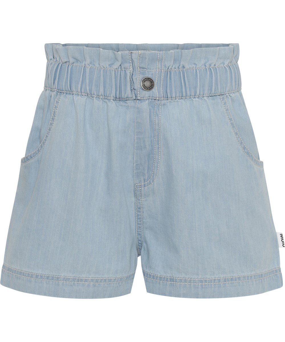 Adara - Light Washed Blue - Light blue, high waisted denim shorts