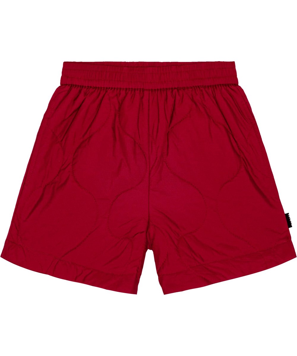 Adernelly - Velvety - Bordeaux quilted shorts with side pockets and elastic waistband.