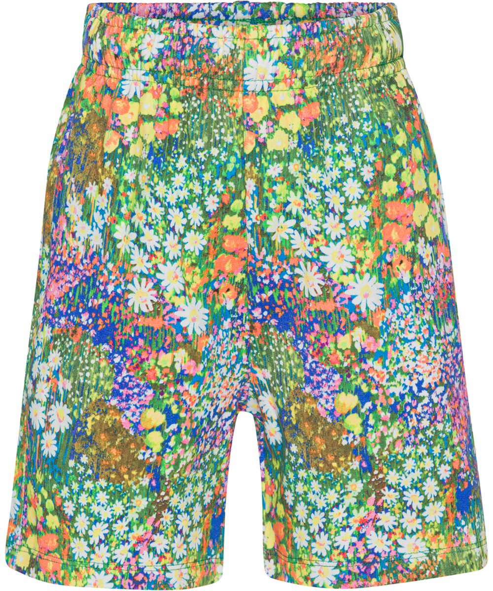 Adian - Flower Field - Long organic shorts with floral print