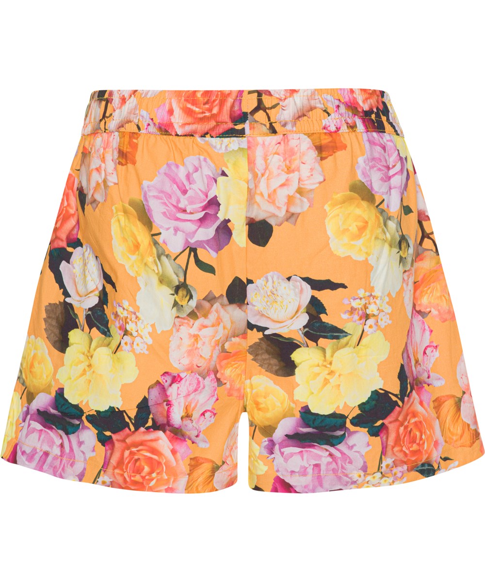 Air - Clementine Roses - Orange shorts in organic cotton in rose print 