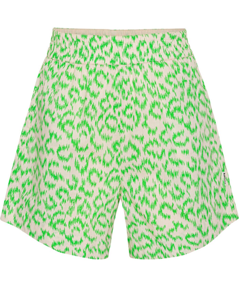 Alice - Green Leo - Green leopard shorts in cotton