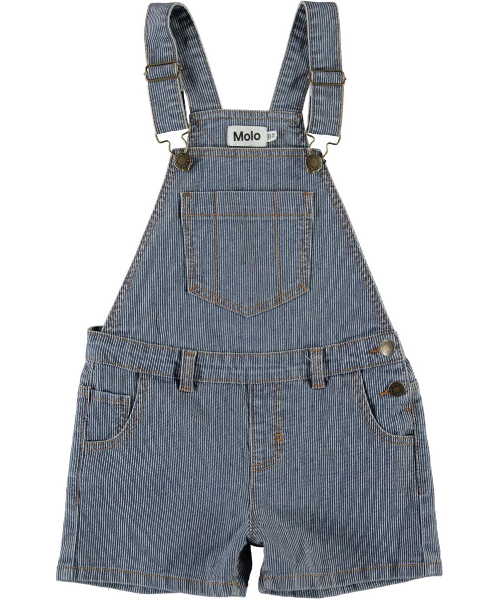 Alikami - Fine Milkboy Stripe - Blue and white dungaree shorts