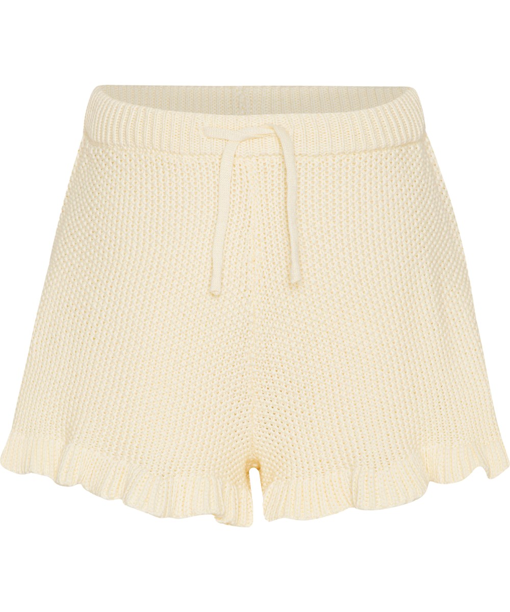 Aline - Pearled Ivory - Yellow knit shorts