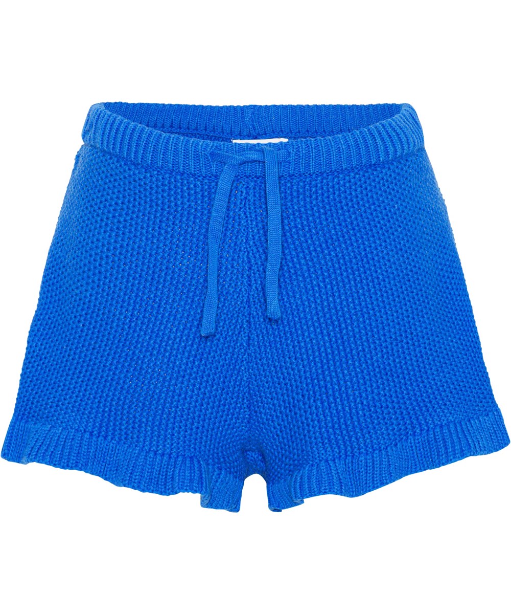 Aline - Retro Blue - Crochet blue cotton shorts 