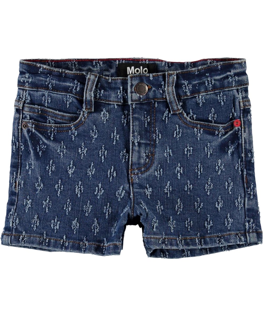 Alisha - Blue Mini Holes - Denim shorts with hole pattern