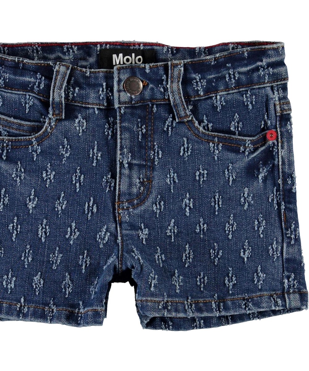 Alisha - Blue Mini Holes - Denim shorts with hole pattern