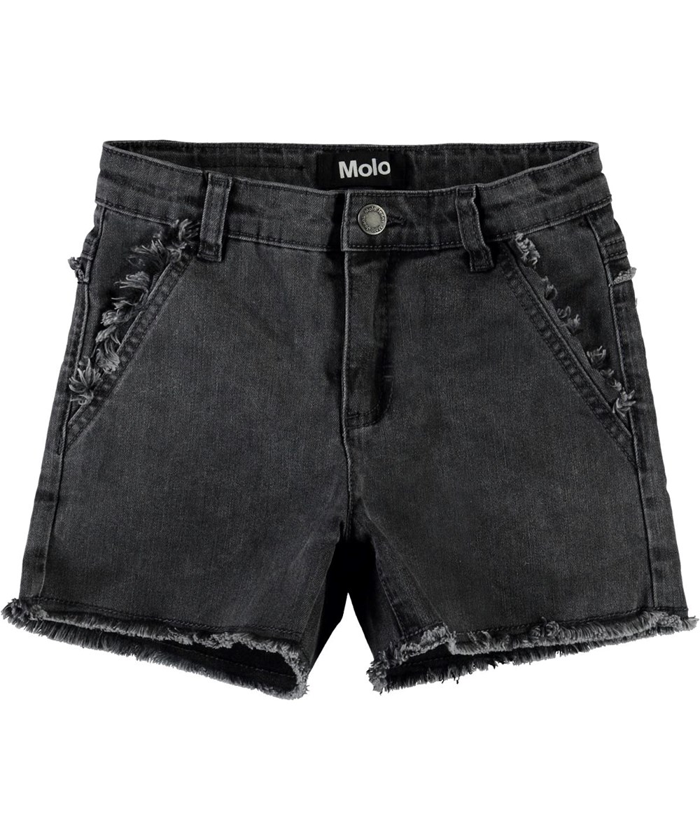Alvira - Bluish Black - Black weathered denim shorts