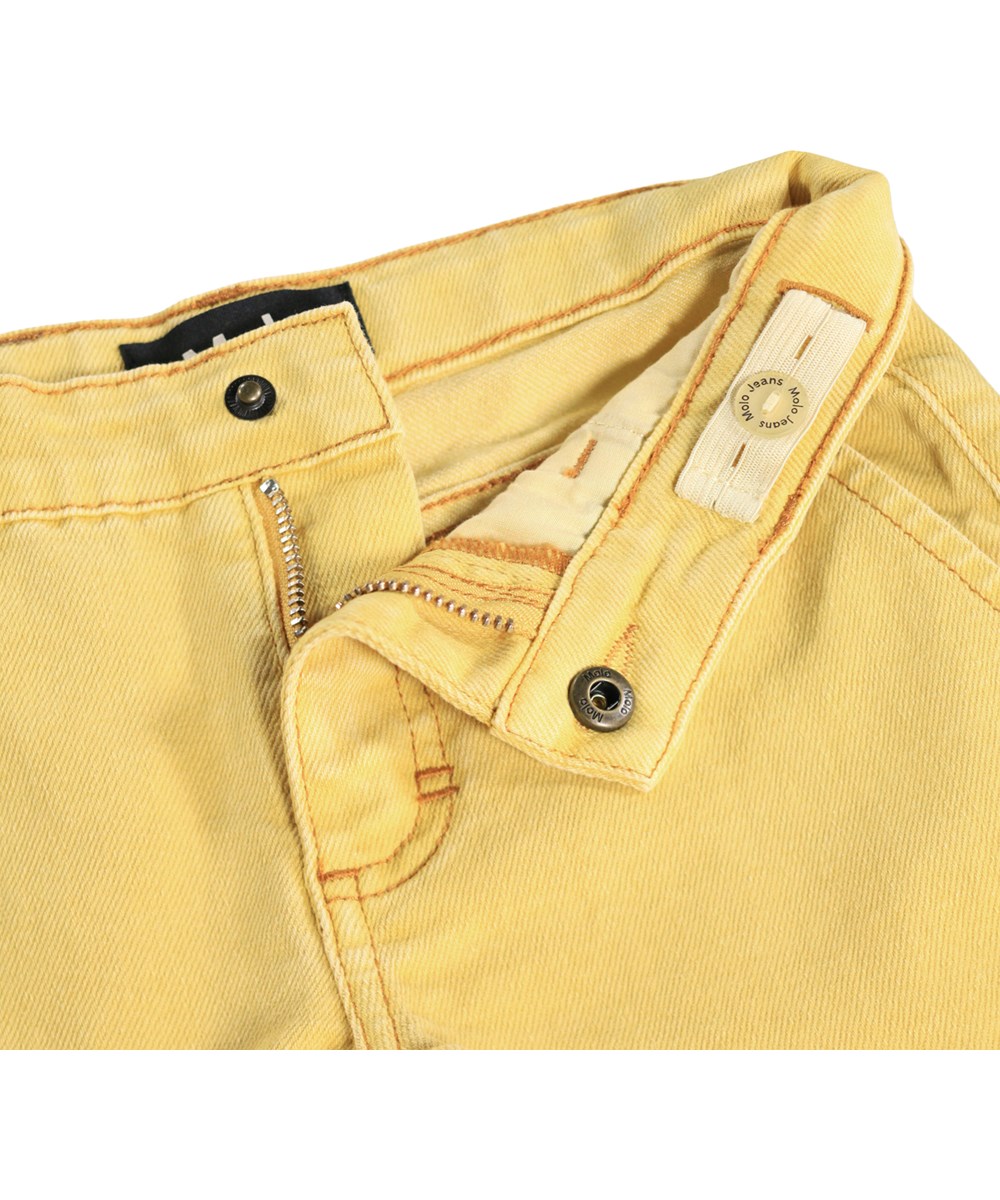 Alvira - Sunshine - Yellow denim shorts for children with adjustable waist 