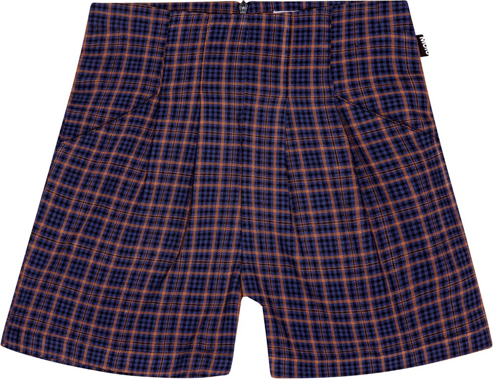 Alysie Bluebrown Check High-waisted brown and blue plaid