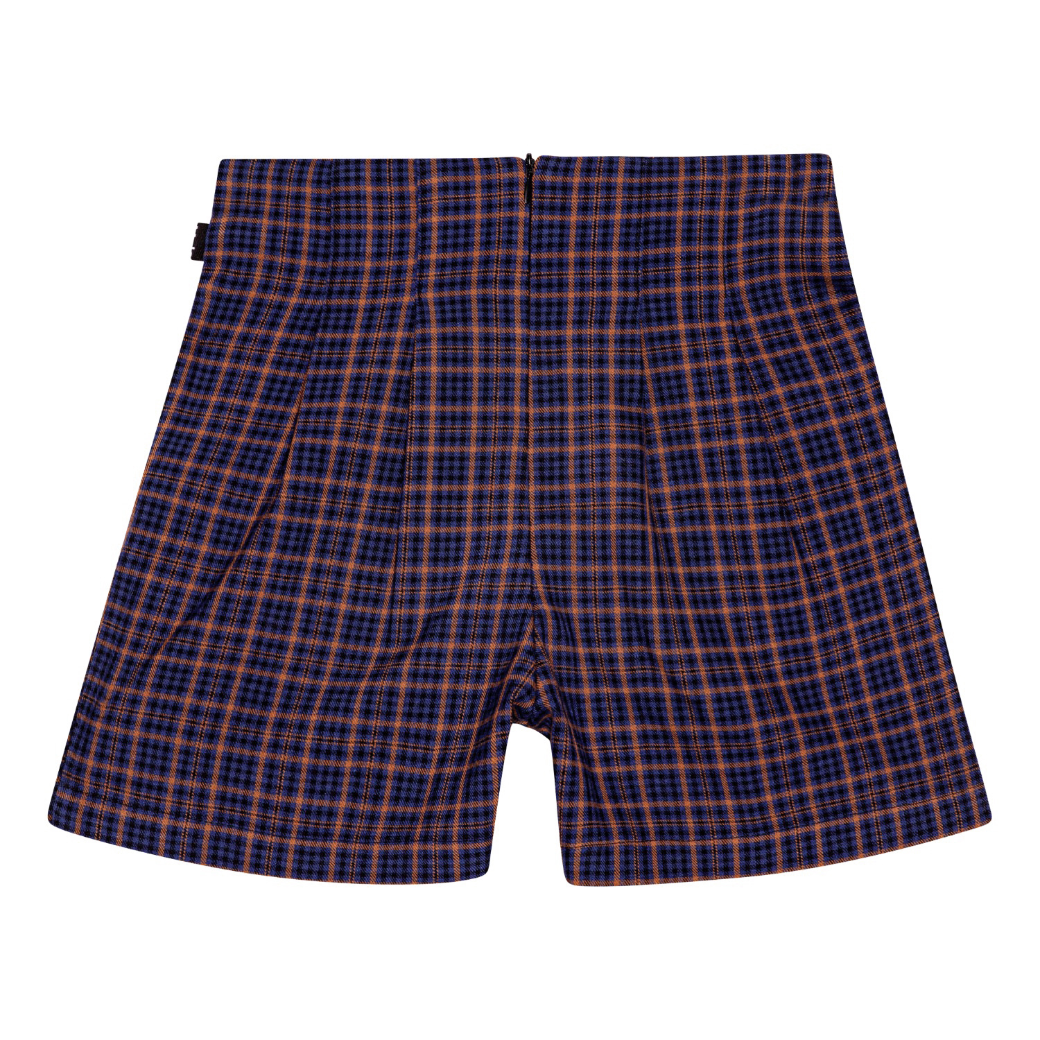 Alysie - Bluebrown Check - High-waisted brown and blue plaid