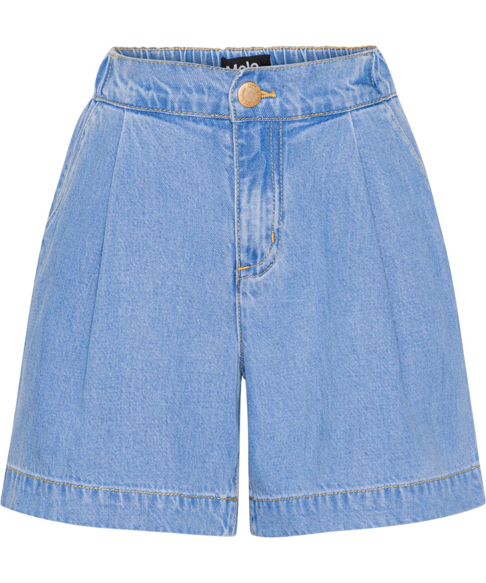 Amari - Summer Wash Indigo - Light blue shorts in cotton chambray