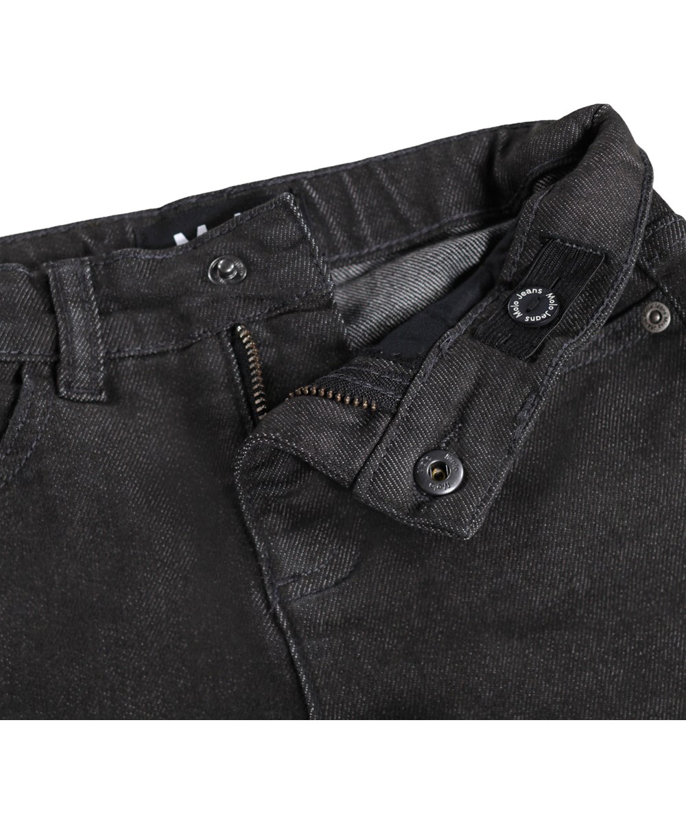 Amberly - Raven - Classic black denim shorts for children with adjustable waist 