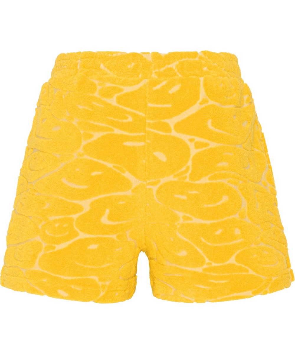 Angel - Submarine Joy - Sporty, yellow shorts in soft cotton terry with smiling faces