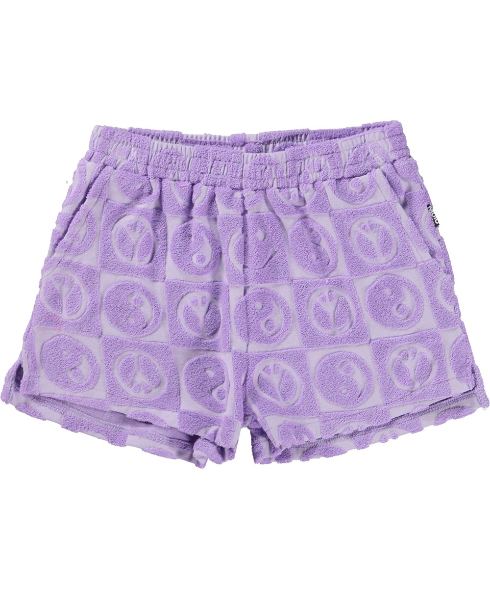 Angel - Viola - Purple terry shorts with pattern