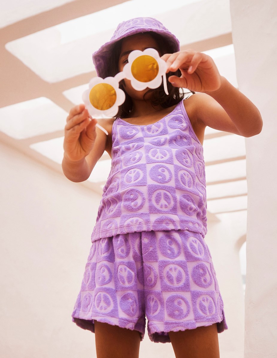 Angel - Viola - Purple terry shorts with pattern