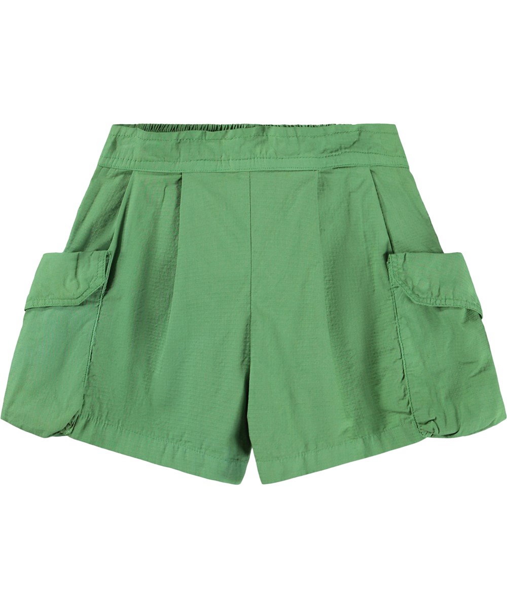 Aud - Groovy Green - Green shorts for children made of organic cotton with cargo pockets 