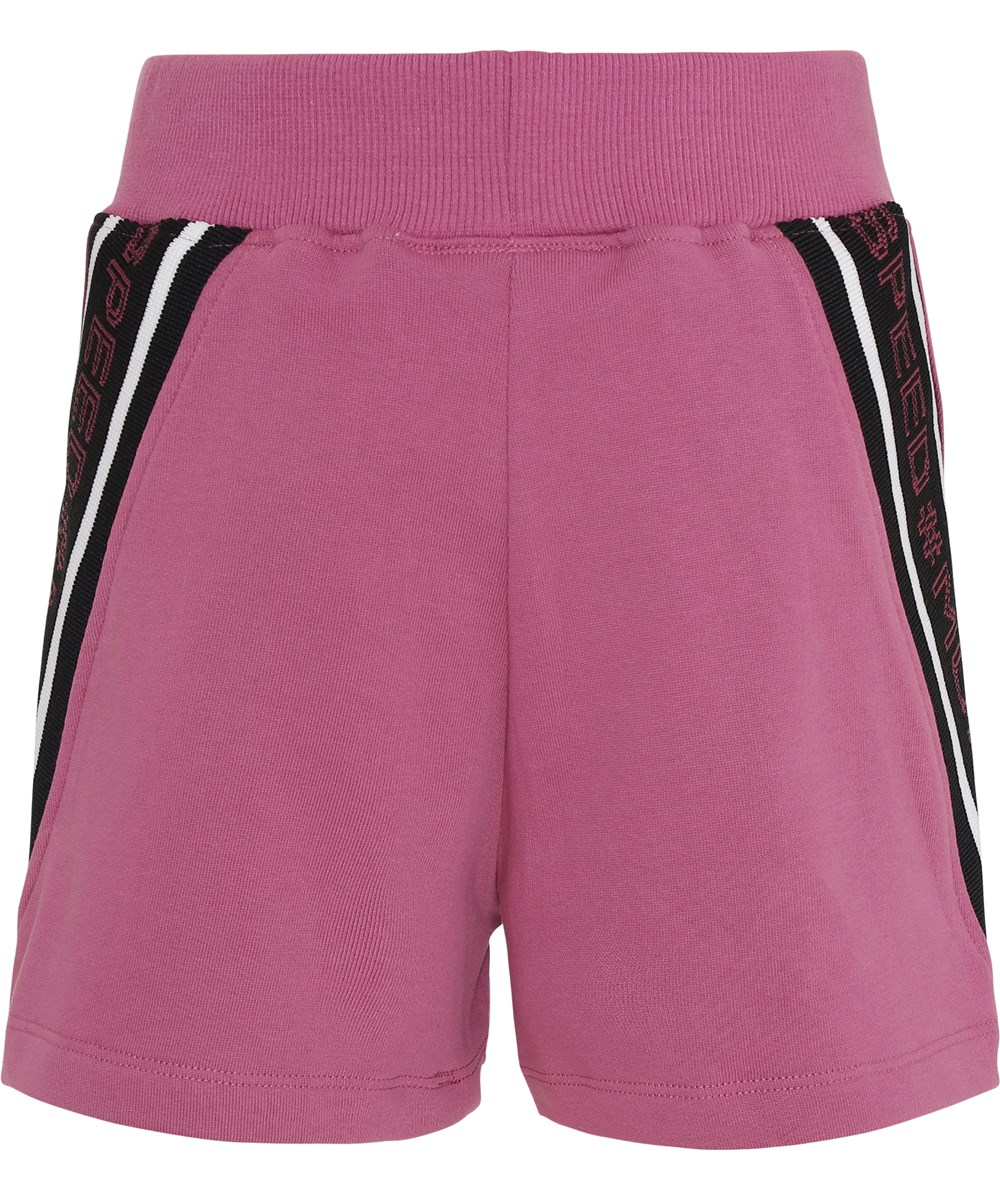 Oki - Red Violet - Sweat shorts in violet with text