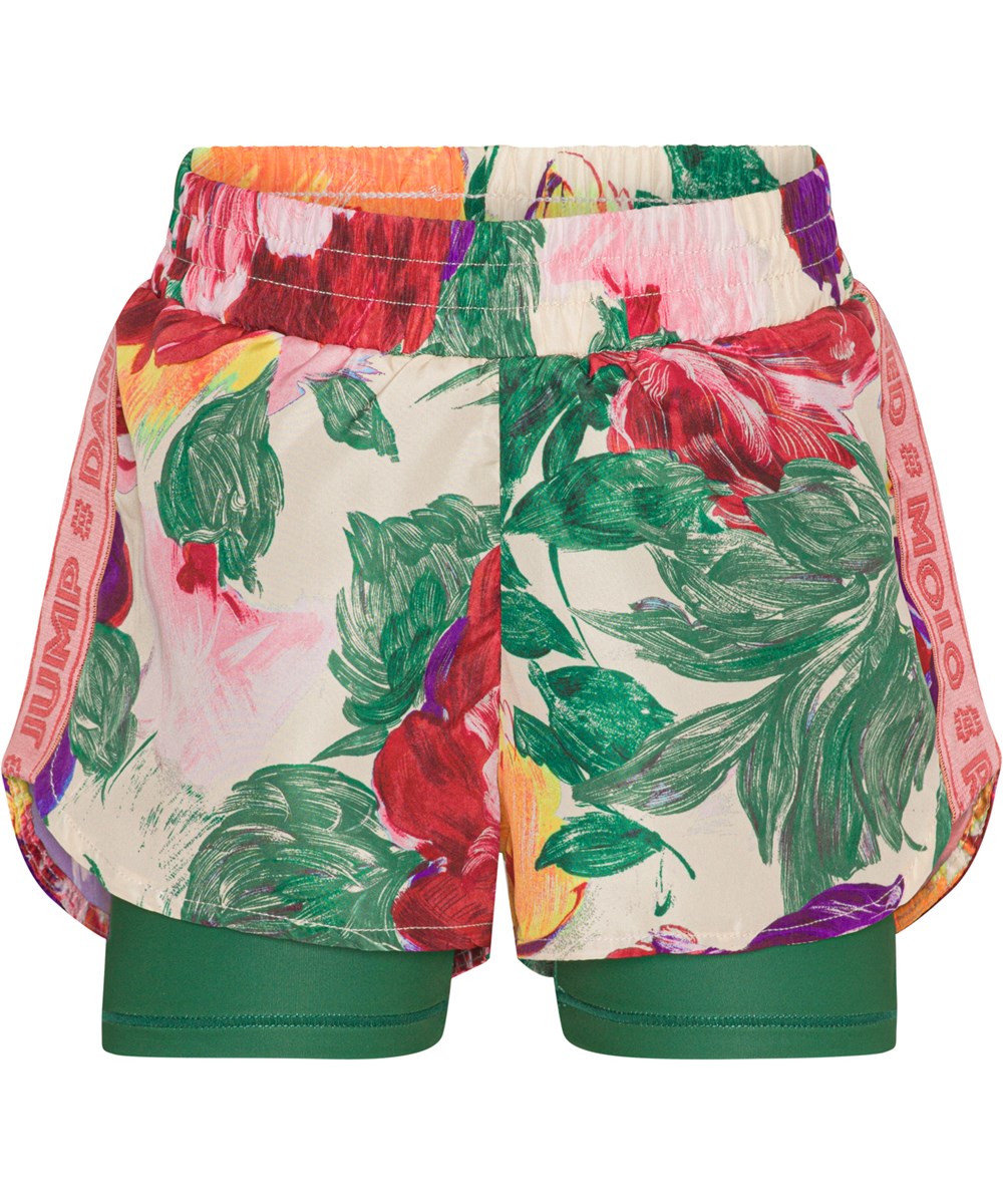 Omari - Energy Flowers - Sports shorts with floral motif print