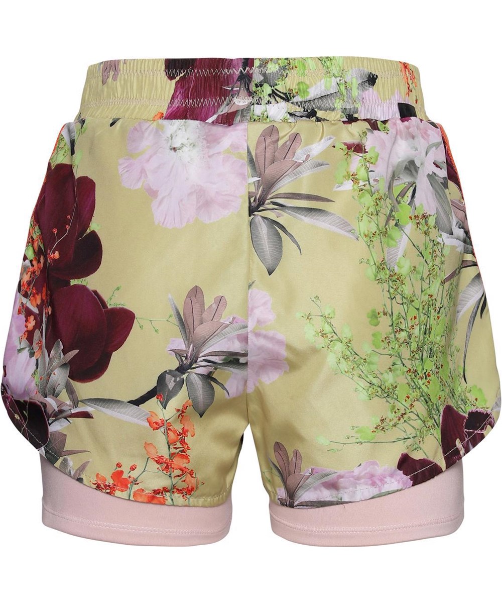 Omari - Orchid - Light yellow sports shorts with flowers