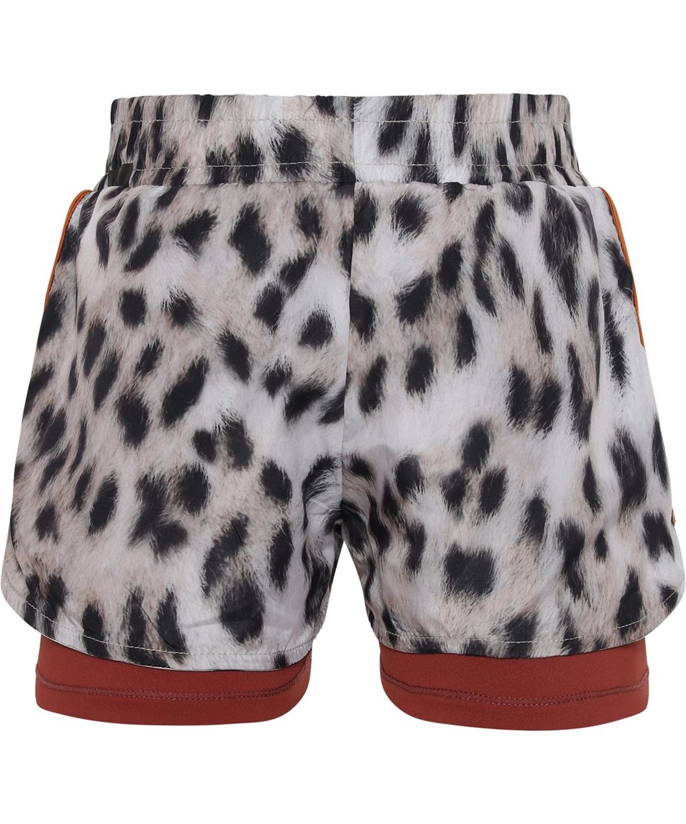 Omari - Snowy Leo Fur - Sports shorts with snow leopard print