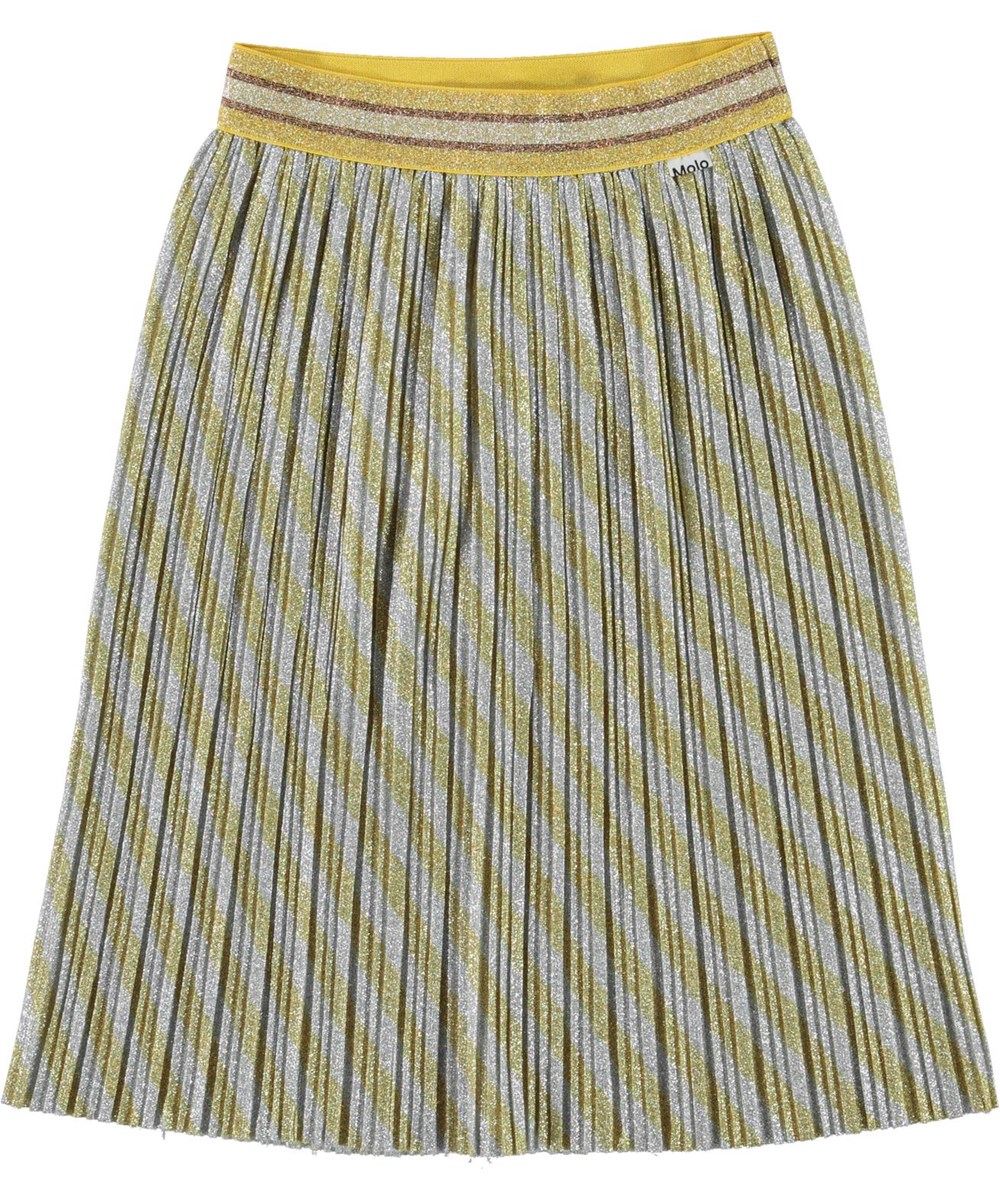 Bailini - Diagonal Gold - Pleated skirt with gold and silver glitter