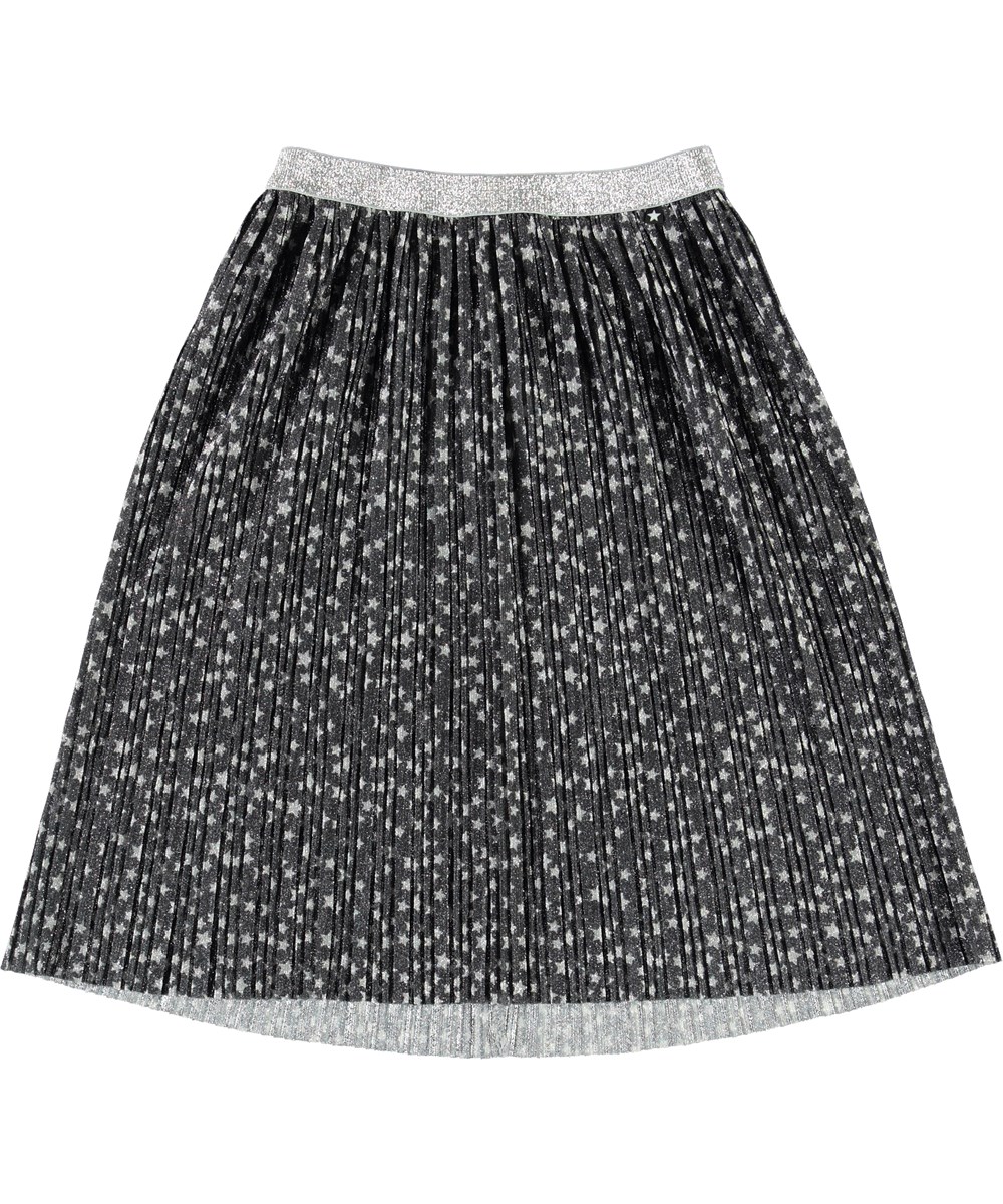 Bailini - Glitter Stars - Grey pleated skirt with glitter and stars