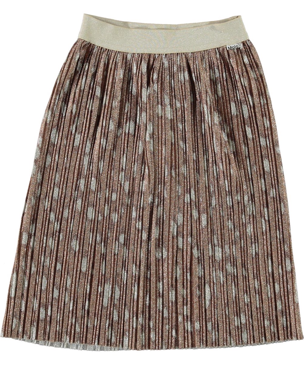 Bailini - Graphic Deer - Pleated bronze skirt with white spots