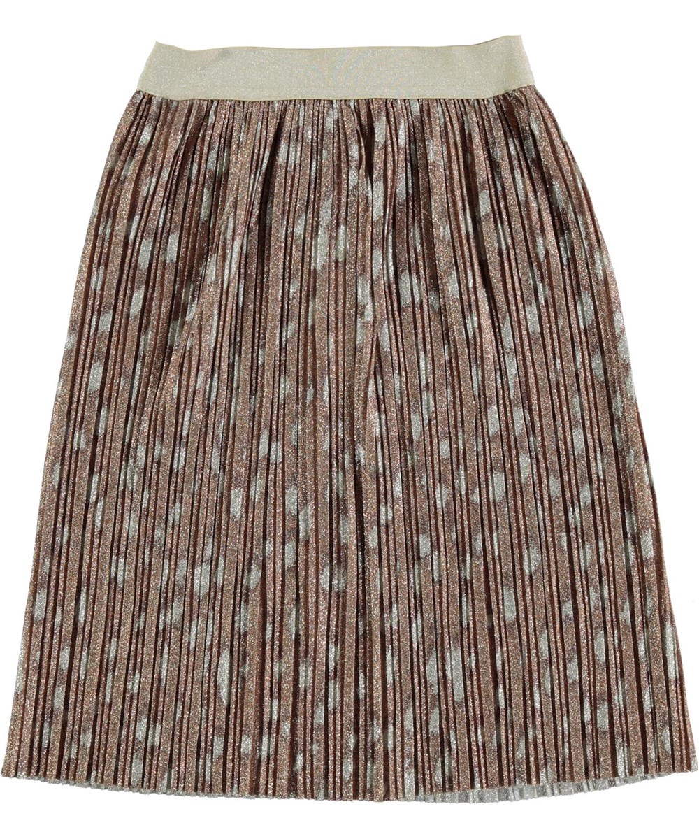 Bailini - Graphic Deer - Pleated bronze skirt with white spots