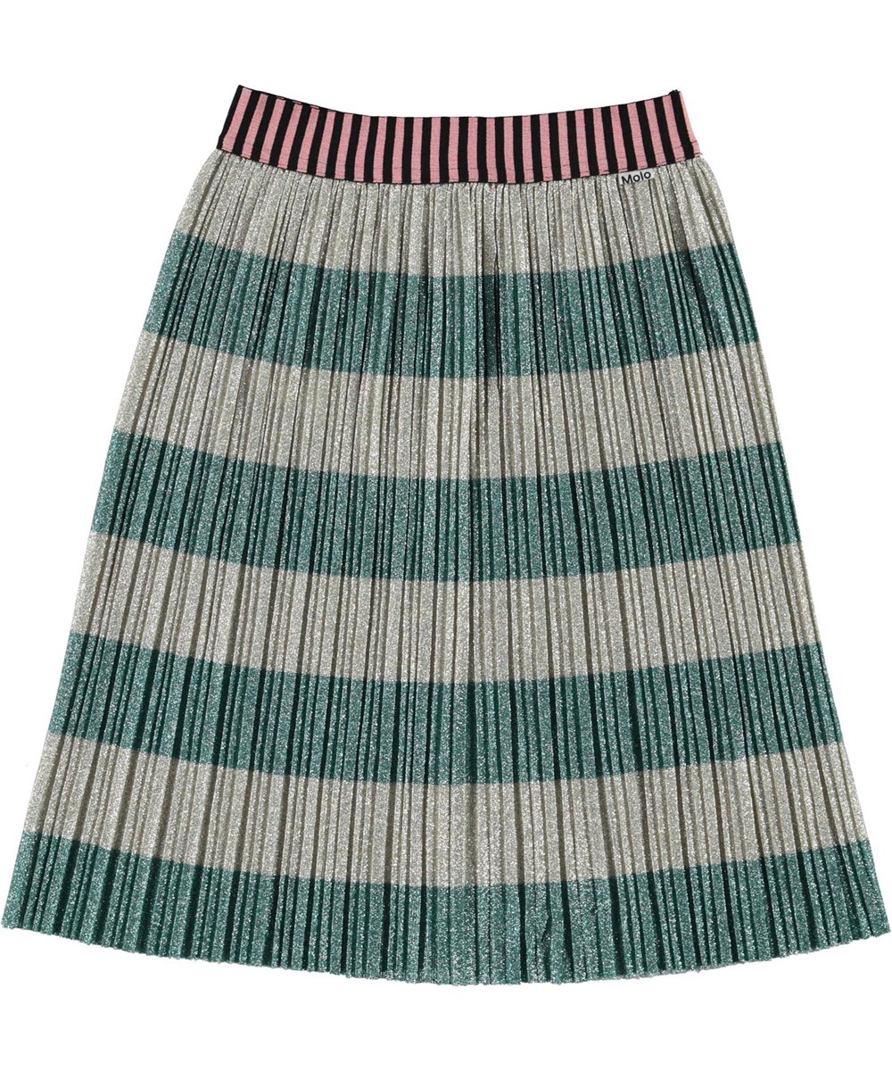 Bailini - Ivy Stripe - Pleated skirt with grey and green glitter