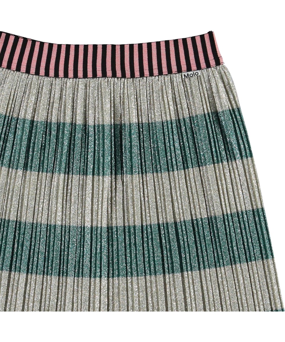Bailini - Ivy Stripe - Pleated skirt with grey and green glitter