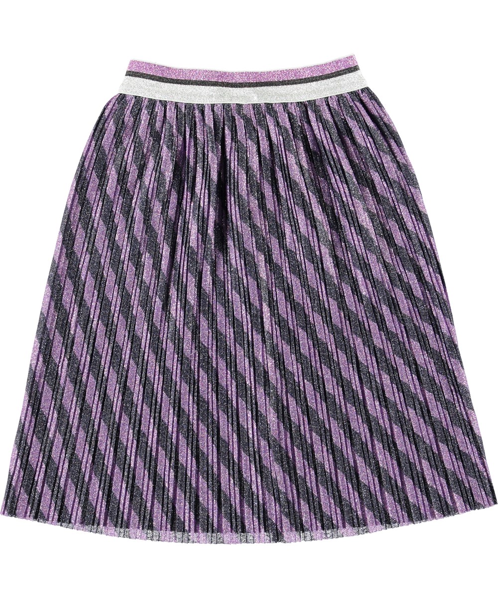 Bailini - Manga Stripe - Grey and purple pleated skirt with glitter 