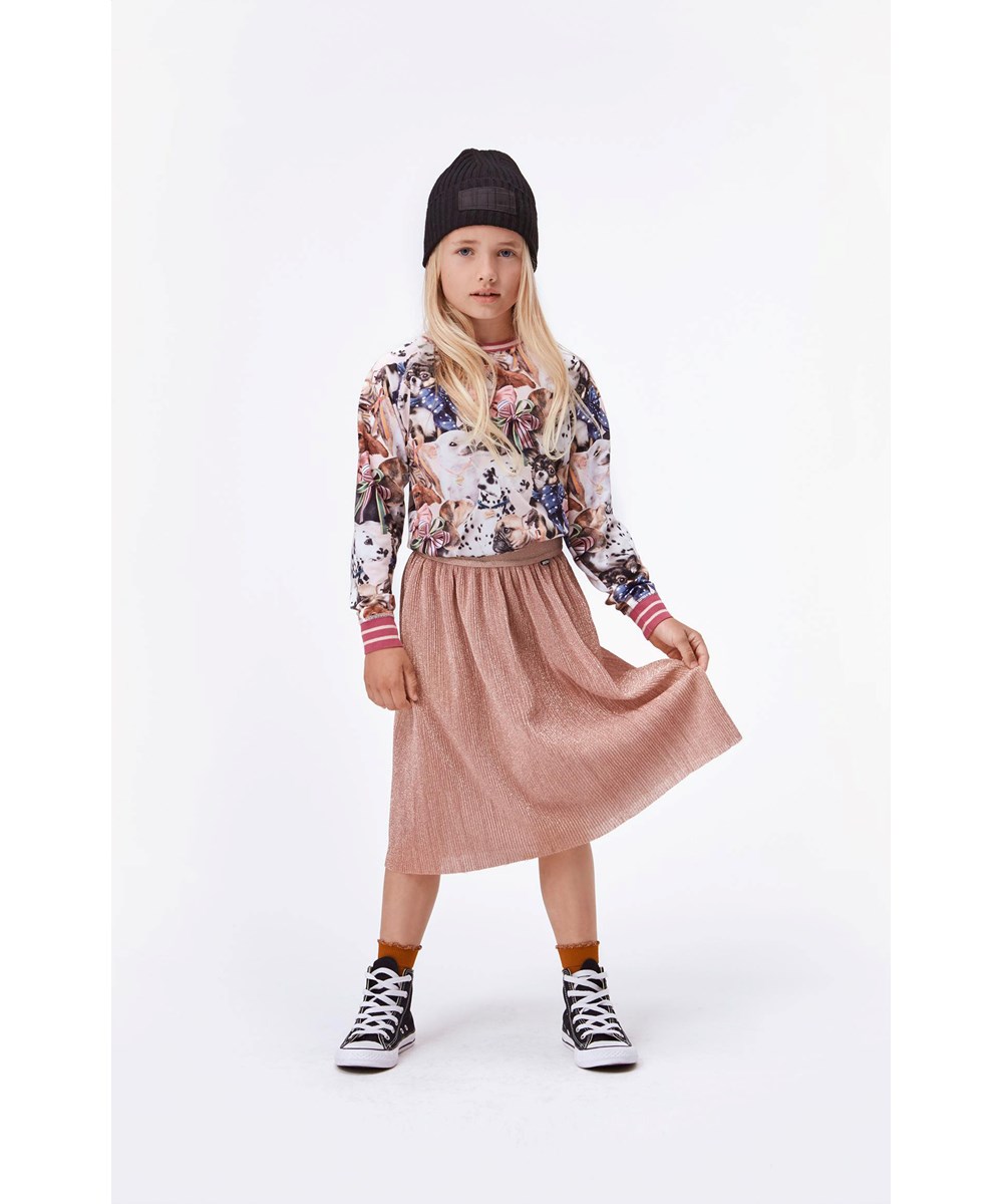 Bailini - Petal Blush - Pleated skirt in rose glitter