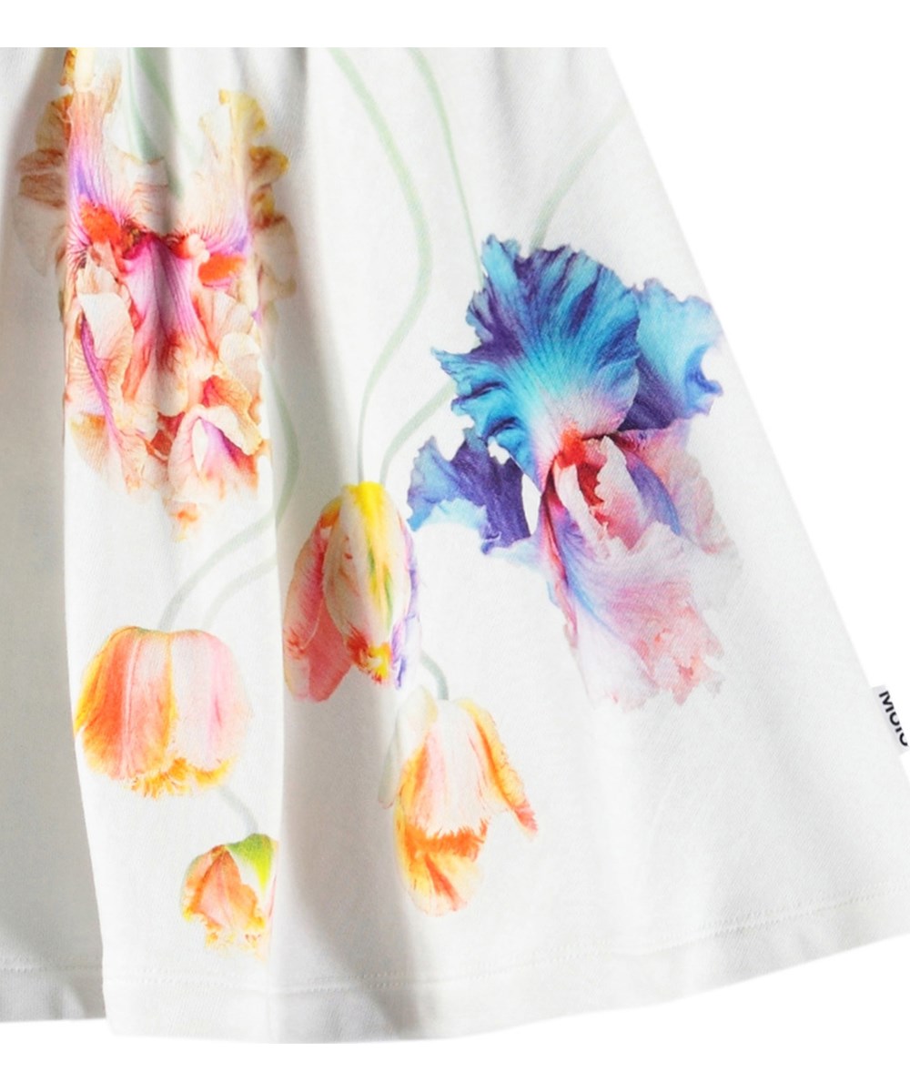 Barbera - Frilly Petals - Skirt in organic cotton with a print of colourful tulips for children.