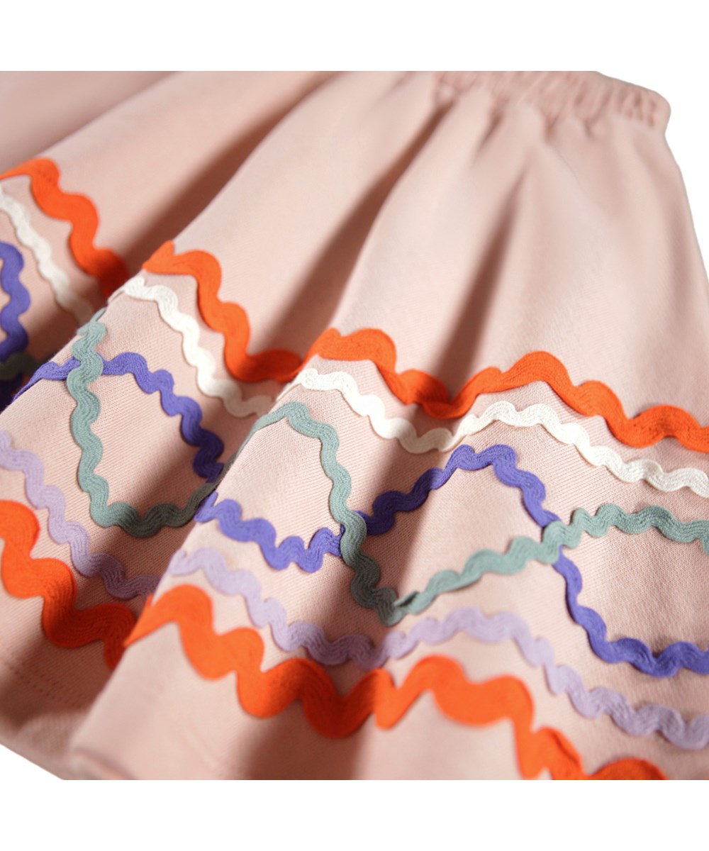 Barbera - Rose Cloud - Rose skirt for children made of organic cotton with colorful sewn-on ribbons.