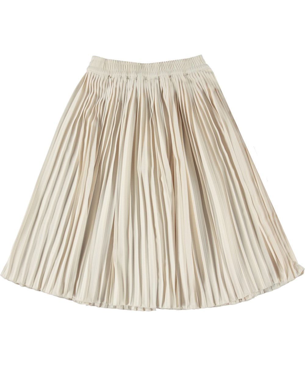 Becka - Pearled Ivory - Cream coloured, pleated midi skirt