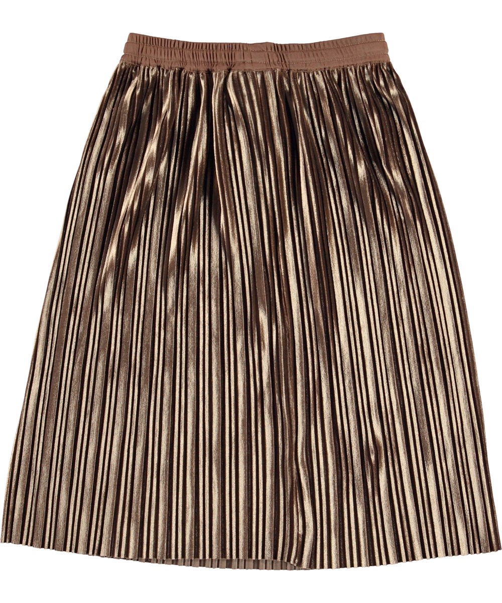 Becky - Earthy - Gold coloured pleated skirt 