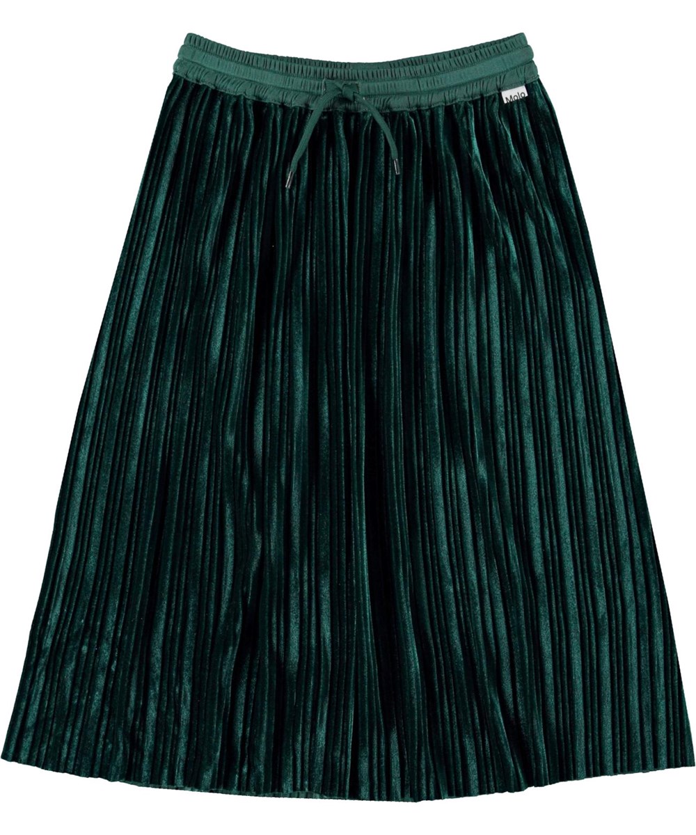 Becky - Jasper - Pleated green skirt with ties 