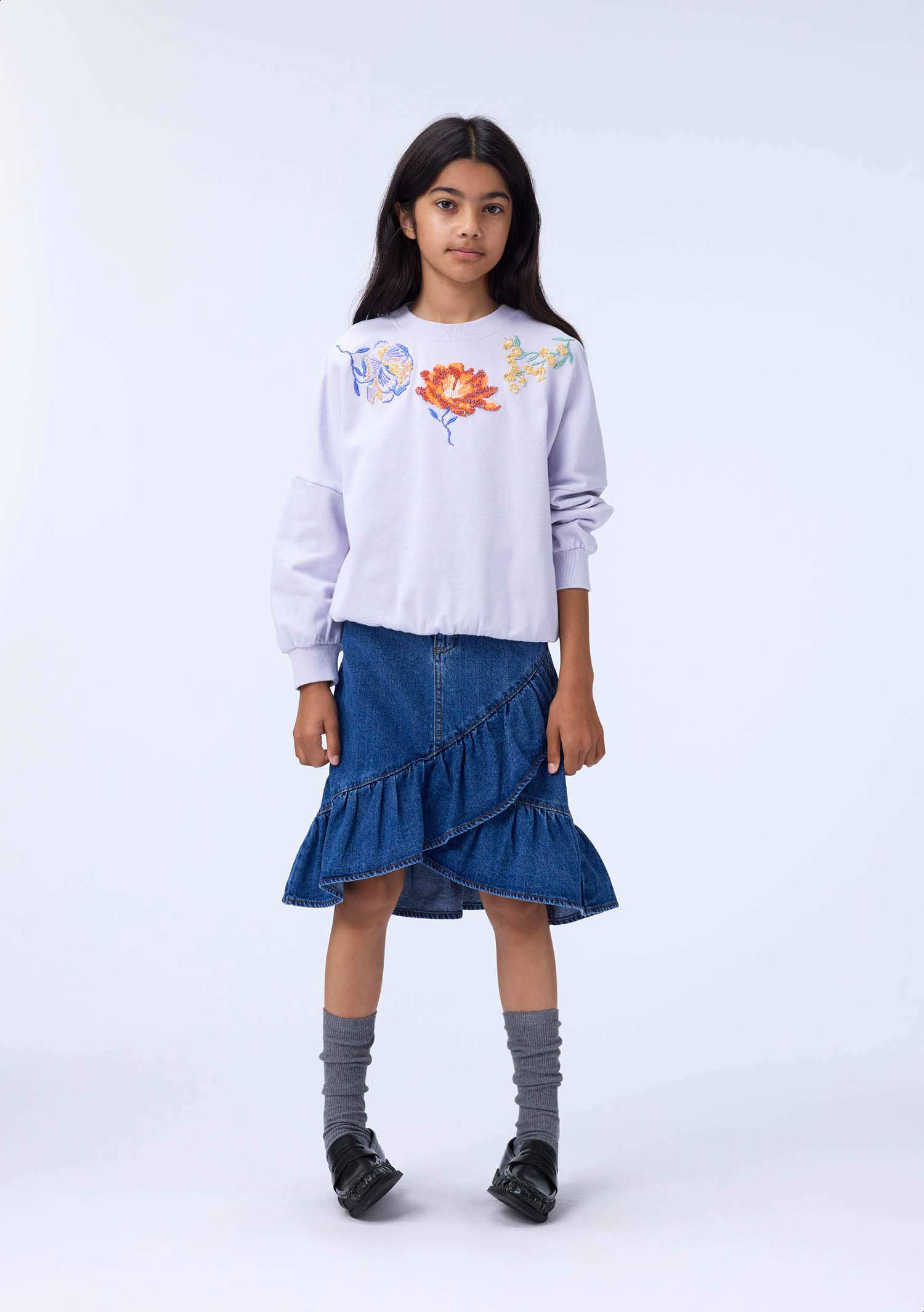 Belinda - Mid Blue Denim - Blue denim skirt for children